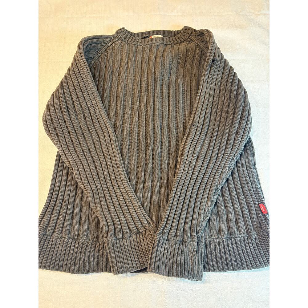 Levi's Women's Ribbed Gray Sweater 100 % Cotton Size M Flawed